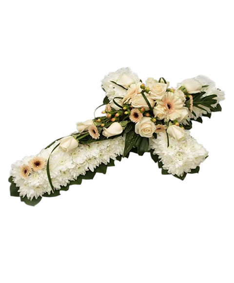 Croce di fiori bianchi